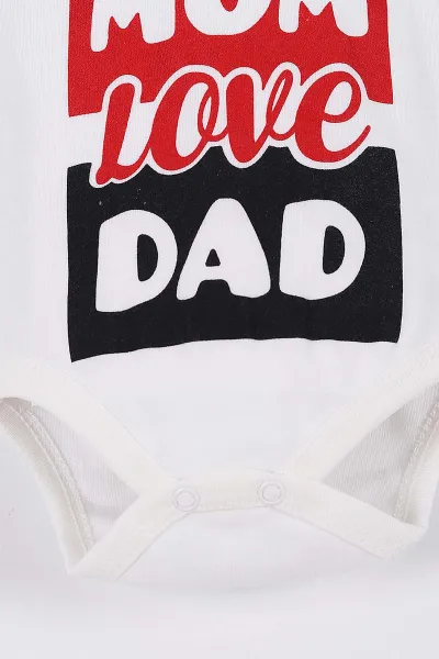 Ekru (1-12 Ay) Mom Dad Baskılı Sıfır Kollu  Bebe Badi 261403