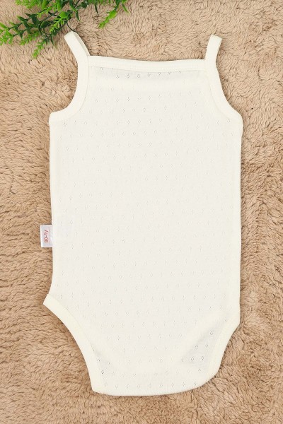 Ekru (1-3 Yaş) Jakarlı İp Askılı Bebe Badi 158714