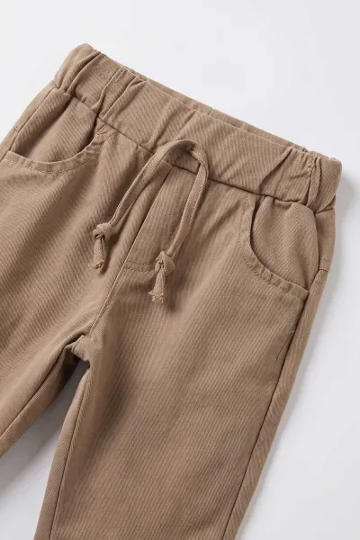 Ekru (1-4 Yaş)Cebi Nakışlı Gabardin Ceketli  Erkek Çocuk&Bebek 3'lü Takım 501397