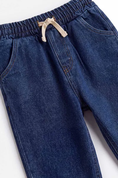 Ekru (1-5 Yaş) Çizgi Baskılı  Kot Pantolonlu Erkek Çocuk Takım 478987