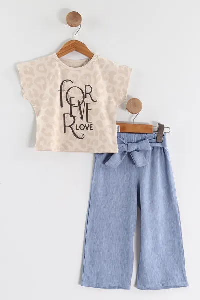 ekru-1-5-yas-for-love-tas-baskili-tensel-pantolonlu-kiz-cocuk-yazlik-takim-436643