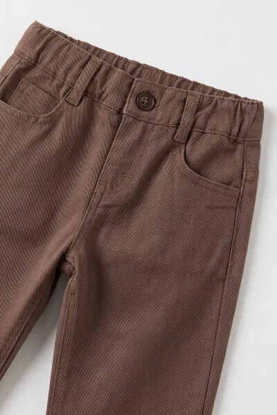 Ekru (1-5 Yaş) Gömlekli Ayı Nakışlı Triko Hırkalı  Gabardin Pantolonlu Erkek Çocuk 3'lü Takım 501155