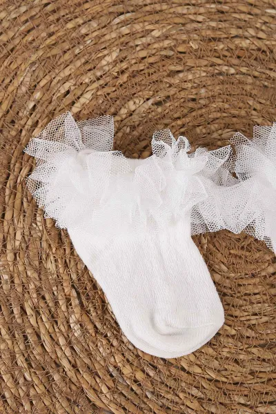 Ekru (1-6 Yaş )Tütü Model Kız Bebek&Çocuk Çorap 454536