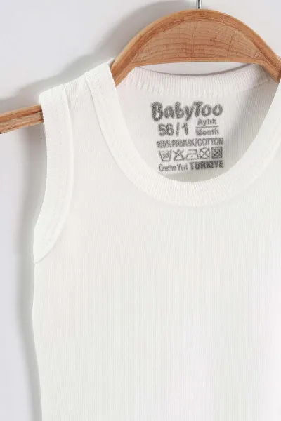 Ekru (1-9 Ay)Sıfır Kol Düz Bebek Çıtçıtlı Badi 458470