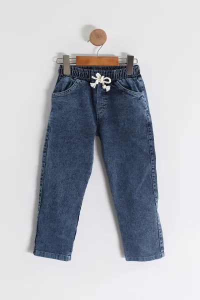 Ekru (1-9 Yaş ) Kot Detay Sweatli Kot Pantolonlu Kız Çocuk 2'li Takım 440114
