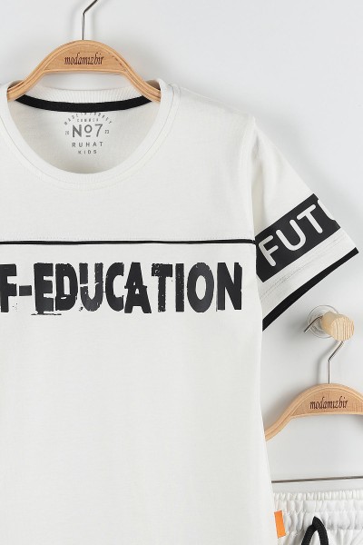 Ekru (11-14 Yaş) Self Educatıon Baskılı Bel Bağlamalı Erkek Çocuk Takım 172394
