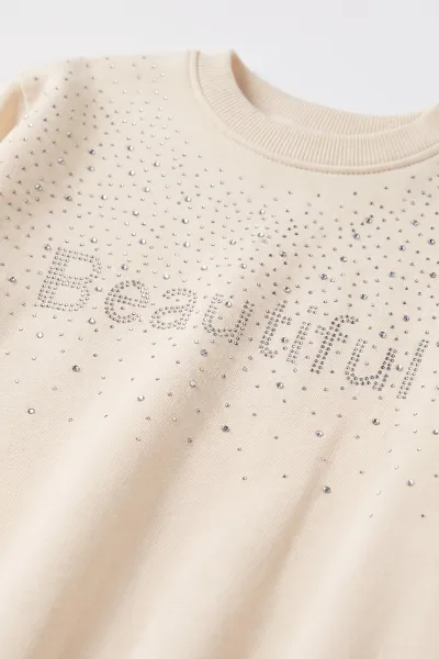 Ekru (2-10 Yaş) Beautiful Taşlı 2 İp Kız Çocuk Mevsimlik Takım 500126