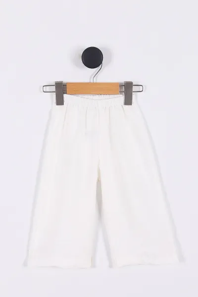 Ekru (2-5 Yaş) Gofre Kumaş Kol Fırfırlı Pantolonlu Kız Çocuk Takım 274953