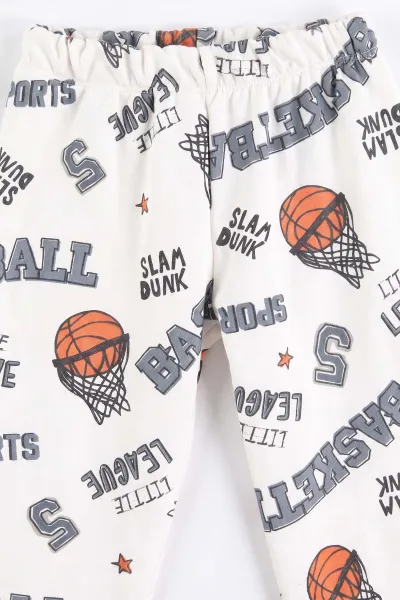 Ekru (2-6 Yaş)Basketbol Dijital Baskılı Üç İp Şardonsuz Erkek Çocuk Takım 493421