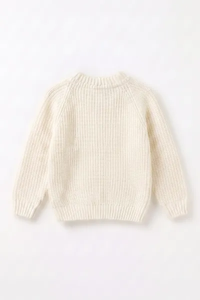Ekru (2-8 Yaş ) Selanik Örgülü  Reglan Kol Triko Kız Çocuk Hırka 474609