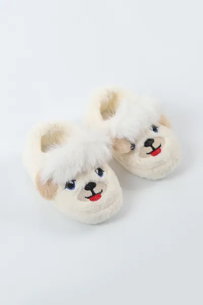 Ekru ( 21 - 24 )Peluş Figürlü Çocuk Panduf 497069