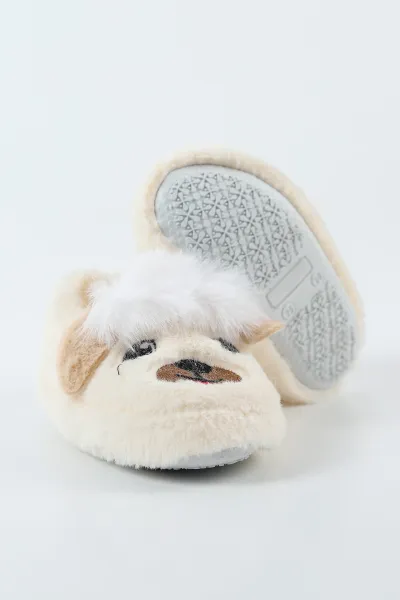 Ekru ( 25 - 30 )Peluş Figürlü Çocuk Panduf 498634