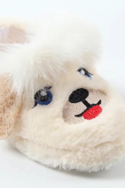 Ekru ( 25 - 30 ) Peluş Figürlü Kız Çocuk Panduf 488275