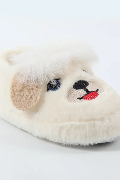 Ekru ( 25 - 30 ) Peluş Figürlü Kız Çocuk Panduf 496279