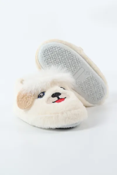 Ekru ( 25 - 30 ) Peluş Figürlü Kız Çocuk Panduf 496279