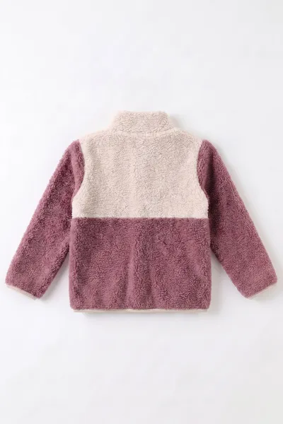 Ekru (3-12 Yaş)Parça Desenli Fermuarlı Polar Kuzu Hırka 484856