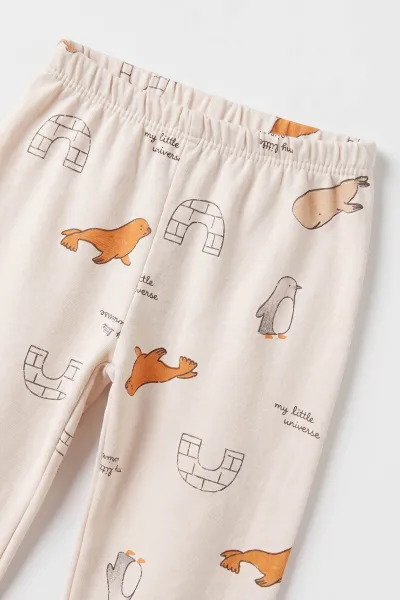 Ekru (3-6 Yaş ) Alaska Desenli Penye Erkek Çocuk   Pijama Takım 500344