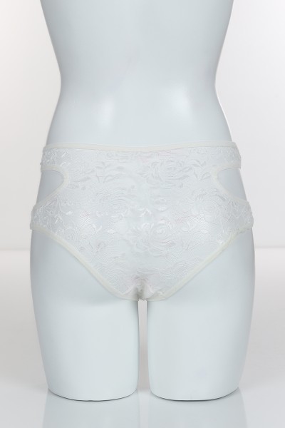 Ekru 4145 Bikini Komple Lez Dantel Yanları Kavisli Külot 101825