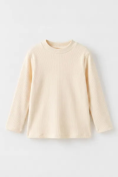 Ekru (5-12 Yaş) Yarım Balıkçı Yaka Kaşkorse Çocuk Body Sweatshirt 495471