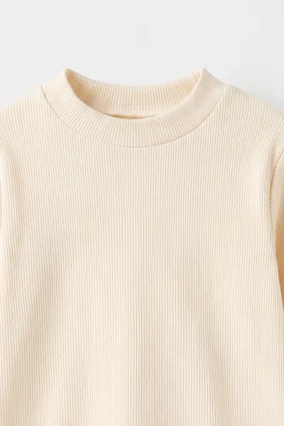 Ekru (5-12 Yaş) Yarım Balıkçı Yaka Kaşkorse Çocuk Body Sweatshirt 495471