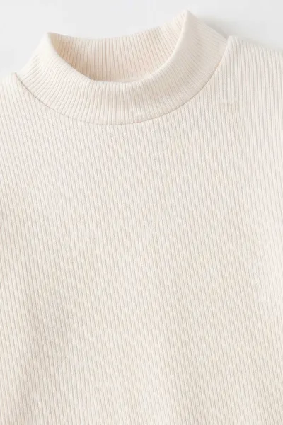 Ekru (5-12 Yaş) Yarım Balıkçı Yaka Kaşkorse Kız Çocuk Body Sweatshirt 493051