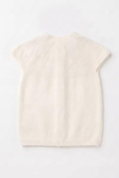 Ekru (5-8 Yaş) Garson Boy Çiçek Motifli Robalı Kız Çocuk Yelek 474193