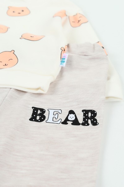 Ekru (6-18 ay) Bear Baskılı Erkek Çocuk Takım 127479