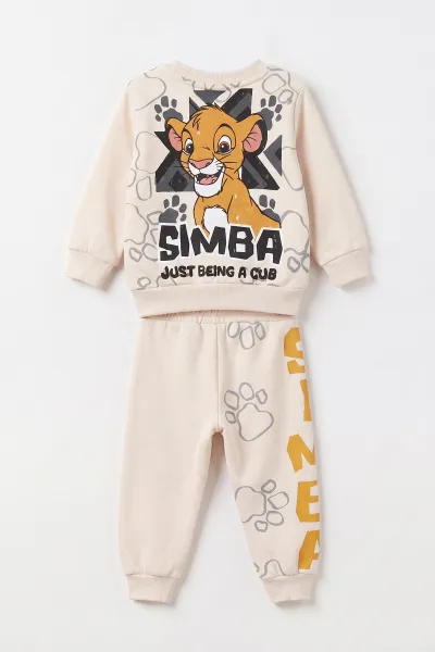 Ekru (6-24 Ay) Simba Baskılı 3 İp Şardonlu Erkek Bebek Kışlık Takım 497382