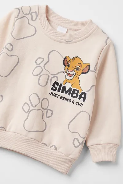 Ekru (6-24 Ay) Simba Baskılı 3 İp Şardonlu Erkek Bebek Kışlık Takım 497382