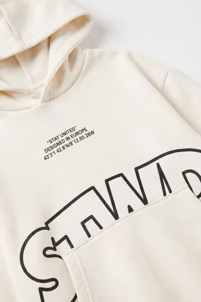 Ekru (9-16 Yaş) Kapüşonlu İçi Şardonlu Erkek Çocuk Sweatshirt 495812