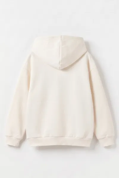 Ekru (9-16 Yaş) Kapüşonlu İçi Şardonlu Erkek Çocuk Sweatshirt 495812