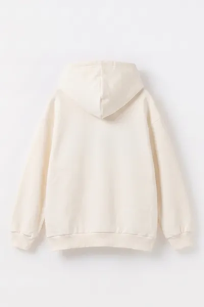 Ekru (9-16 Yaş) Kapüşonlu İçi Şardonlu Erkek Çocuk Sweatshirt 495815