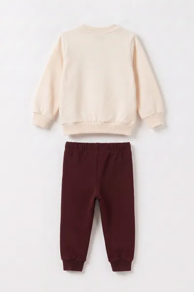 Ekru (9-36 Ay)  Kalp Nakışlı   Kız Bebek 2'li Takım 475922