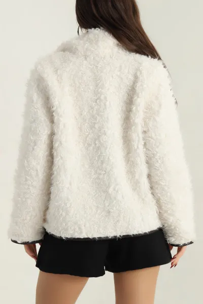 Ekru Astarlı Cepli Kıvırcık Kadın Mont 417409
