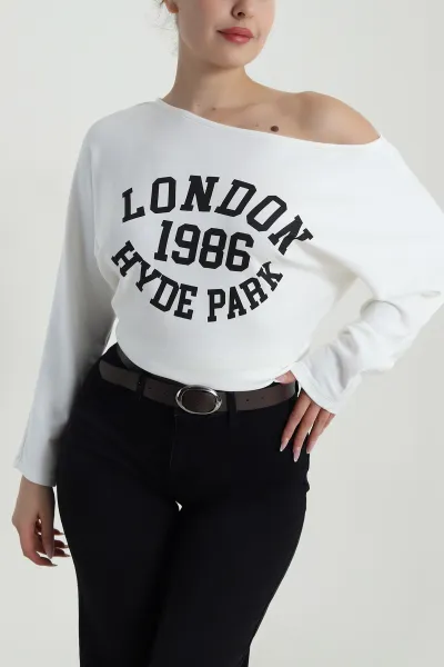 Ekru Baskılı Oysho Kadın Bluz 487166