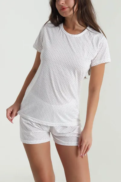 Ekru Baskılı Şortlu Süprem Kadın Pijama Takımı 476125