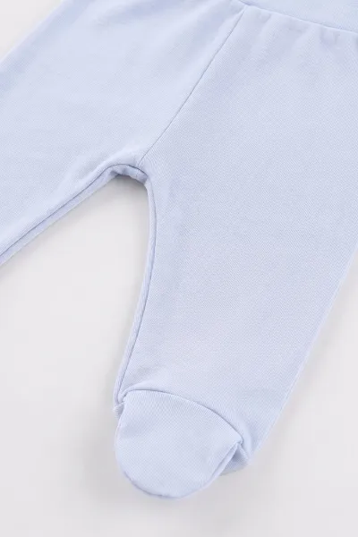 Ekru Bebe Mavisi (0-3 Ay)Woo Hoo Kaykay  Nakışlı  Patikli 5'li Erkek Bebek Takım 479309