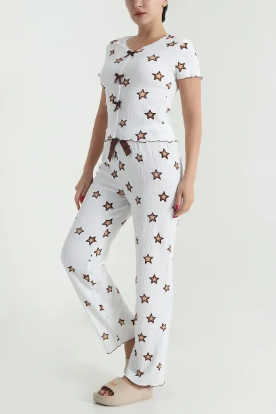 Ekru Bürümcük Kadın Pijama Takımı 479582