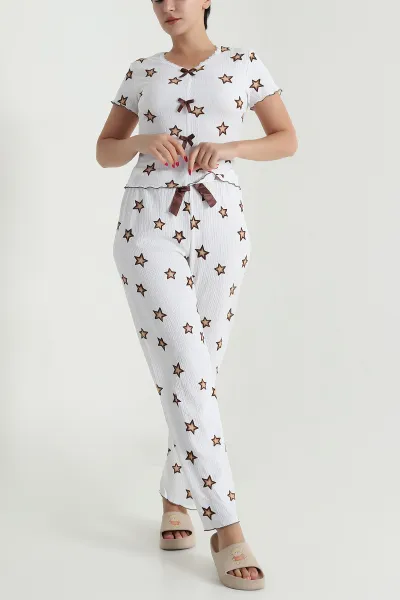 Ekru Bürümcük Kadın Pijama Takımı 479582