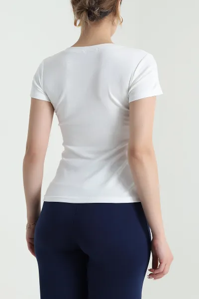 Ekru Buzzy Likralı Kadın Body Bluz 478332