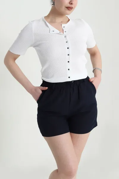 Ekru Çıt Çıtlı Fitilli Kadın Bluz 462413