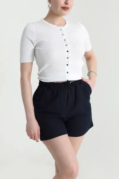 Ekru Çıt Çıtlı Fitilli Kadın Bluz 462413