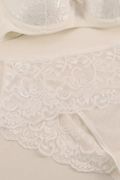 Ekru Desteksiz Dantel İşlemeli Sütyen Takım 417289