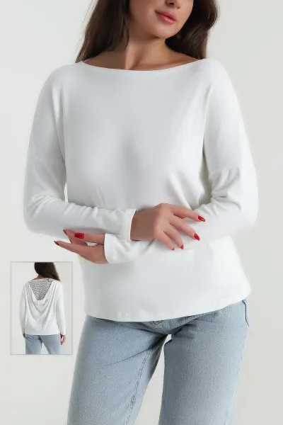 Ekru Dantelli Tasarım Kadın Viskon Bluz 489462
