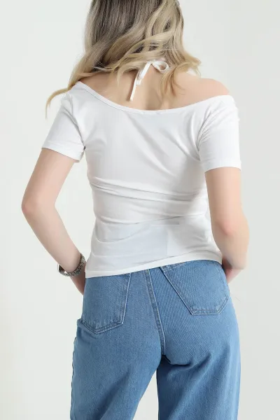 Ekru Dantelli Viskon Kadın Bluz 456325