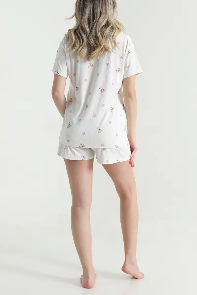 Ekru Düğmeli Pegasus Kadın Pijama Takımı 463075