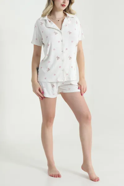 Ekru Düğmeli Pegasus Kadın Pijama Takımı 463075