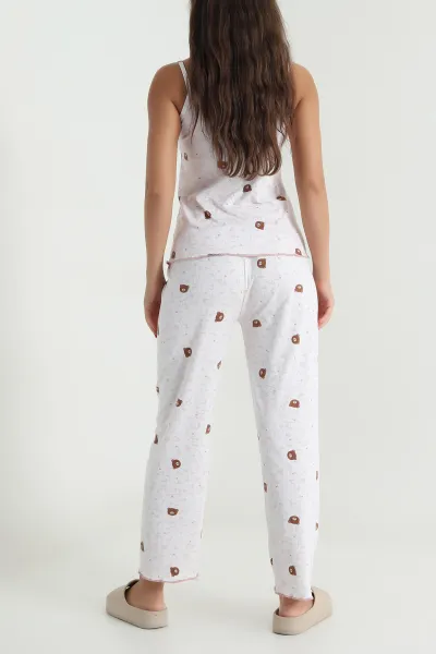 Ekru İp Askılı Kadın Pijama Takımı 476882