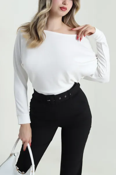 Ekru Kayık Yaka Oysho Kadın Bluz 482169