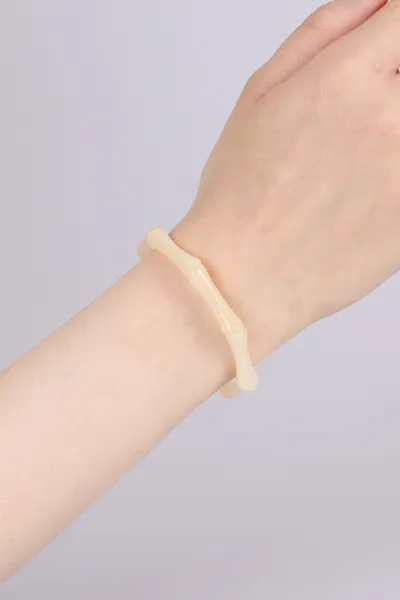 Ekru Kemik Görünümlü Lastikli Unisex Bileklik 460530